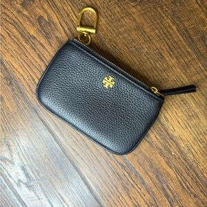 Tory Burch Black Leather Pouch with Gold Accent